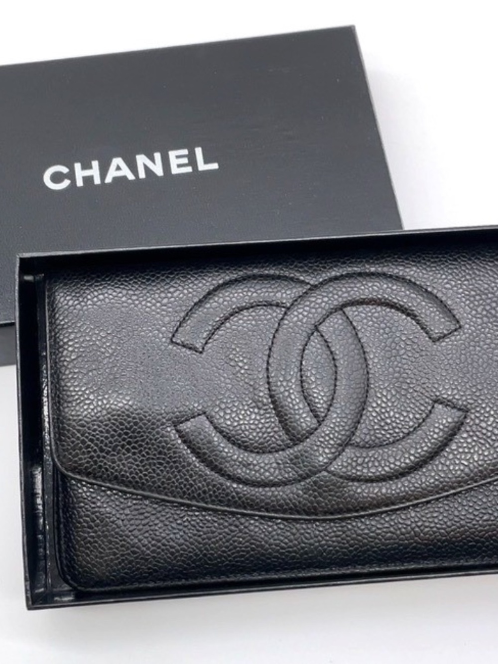 CHANEL Leather Black WOC W/Box